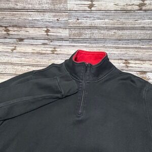 Le Tigre Mens XL Quarter Zip Pullover Black Cotton Knit